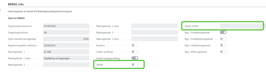 BRREG info - slettet