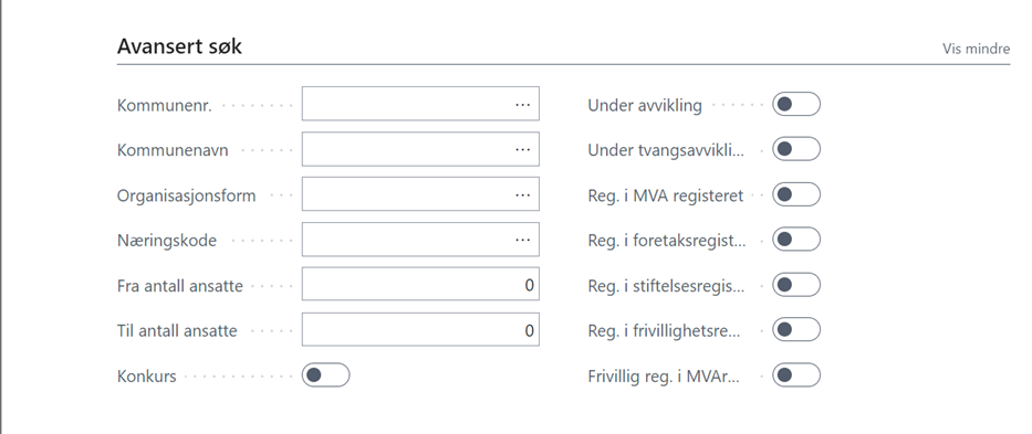 BBrreg Avansert søk